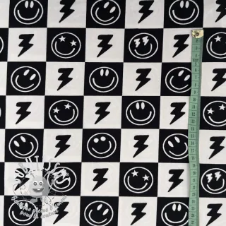 Jersey Happy faces square black digital print