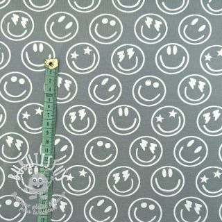 Jersey Happy faces sage digital print