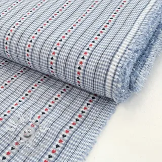 Tissu coton JACQUARD Hearts light blue