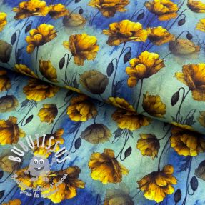 Jersey VISCOSE It's Raining Poppy's blue digital print