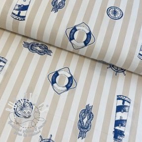Tissu déco premium Lighthouse anchor stripe