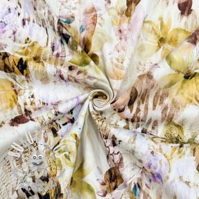 Tissu coton SATIN Maui yellow digital print