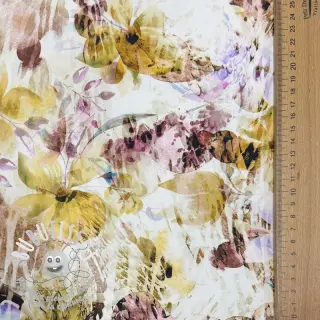 Tissu coton SATIN Maui yellow digital print