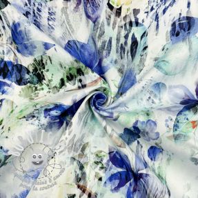 Tissu coton SATIN Maui blue digital print