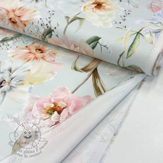 Tissu coton SATIN Oahu green digital print