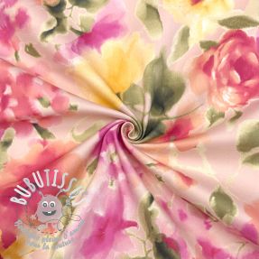 Tissu coton SATIN Kauai pink digital print