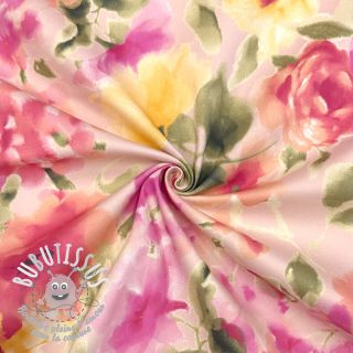 Tissu coton SATIN Kauai pink digital print