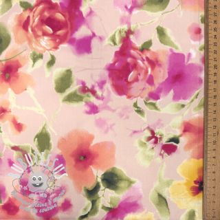 Tissu coton SATIN Kauai pink digital print