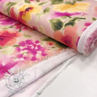 Tissu coton SATIN Kauai pink digital print
