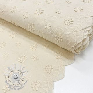 Tissu coton EMBROIDERY Catchy daisy beige