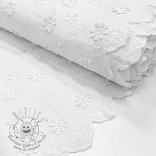 Tissu coton EMBROIDERY Catchy daisy white