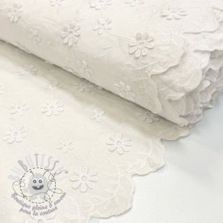 Tissu coton EMBROIDERY Catchy daisy off white
