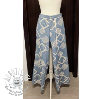 Tissu coton JEANS EMBROIDERY Square light blue