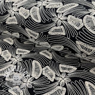 Tissu coton EMBROIDERY Amia black
