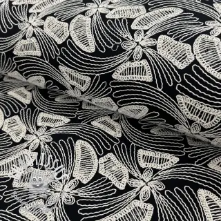 Tissu coton EMBROIDERY Amia black