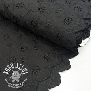 Tissu coton EMBROIDERY Catchy daisy black