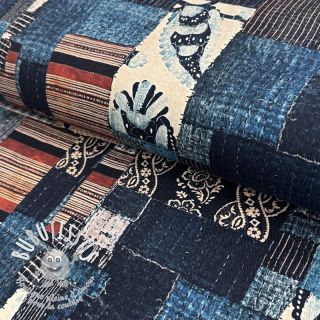Tissu coton TWILL DENIM Mix print design B