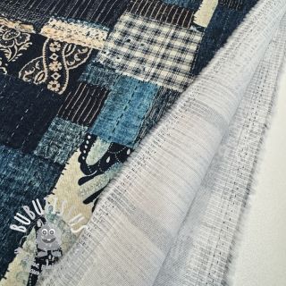 Tissu coton TWILL DENIM Mix print design B
