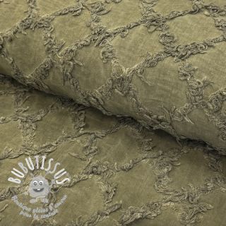 Tissu coton Lin Vintage Fringe Diamonds army