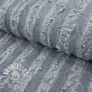 Tissu coton Lin Vintage Fringe Stripe blue