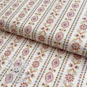 Tissu coton Motif stripe off white digital print