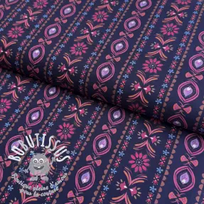 Tissu coton Motif stripe navy digital print