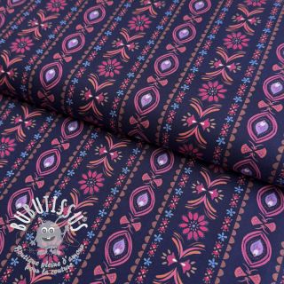 Tissu coton Motif stripe navy digital print