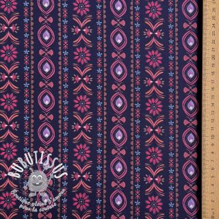 Tissu coton Motif stripe navy digital print