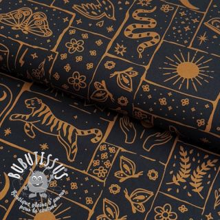 Tissu coton Boho black