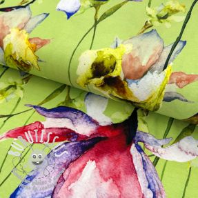 Jersey VISCOSE LYCRA HEAVY Mixed flowers green digital print