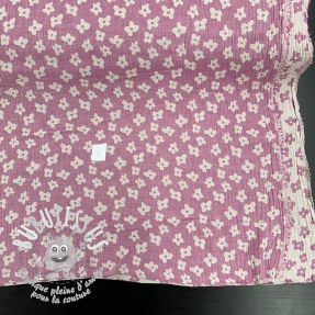 Tissu double gaze/mousseline JACQUARD Flowers cerise 2nd class