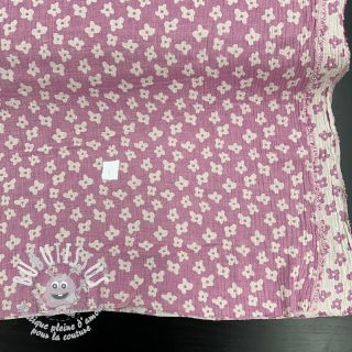 Tissu double gaze/mousseline JACQUARD Flowers cerise 2nd class