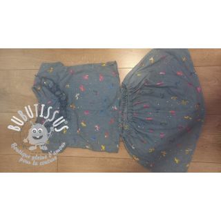 Tissu coton JEANS FOIL Unicorn light blue