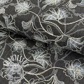 Tissu coton JEANS EMBROIDERY Lisa design C