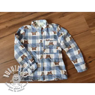 Tissu coton FLANNEL Bear check jeans