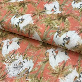 Viscose lin Crane bird design B digital print