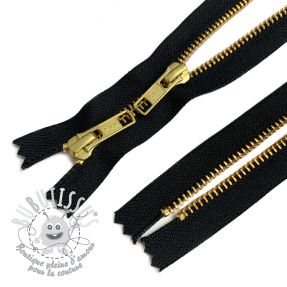 Fermeture a glissiere métal non séparable 2 voies 72 cm black/gold