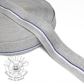 Élastique lisse 4 cm BLUE STRIPE light grey