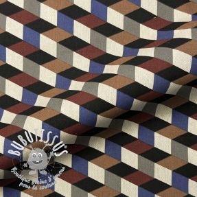Tissu déco Linenlook premium Cube Illusion Art