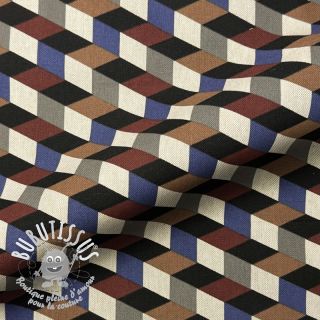 Tissu déco Linenlook premium Cube Illusion Art