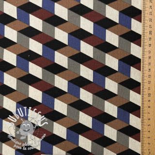 Tissu déco Linenlook premium Cube Illusion Art