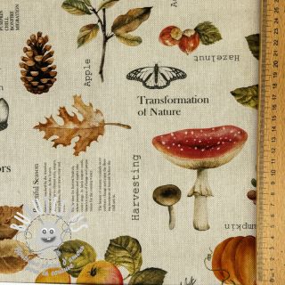 Tissu déco premium Linenlook Fall Harvest Recipe digital print
