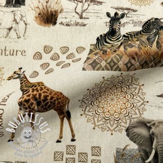 Tissu déco premium Linenlook Wildlife Safari Trip digital print