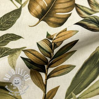 Tissu déco premium Linenlook Botanic Bold Leaf digital print