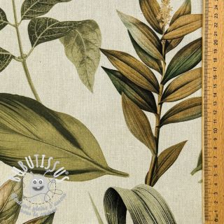 Tissu déco premium Linenlook Botanic Bold Leaf digital print