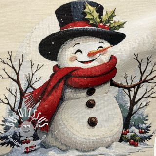 Tissu déco GOBELIN PREMIUM Happy Snowman PANEL