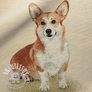 Tissu déco GOBELIN PREMIUM Sitting Corgi Dog PANEL