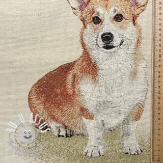 Tissu déco GOBELIN PREMIUM Sitting Corgi Dog PANEL