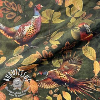 Tissu déco VELVET Pheasant Forest Leaf