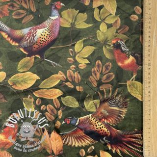 Tissu déco VELVET Pheasant Forest Leaf